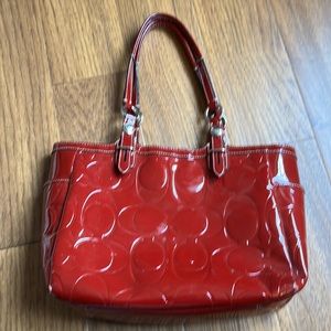 COACH patent leather dark red purse